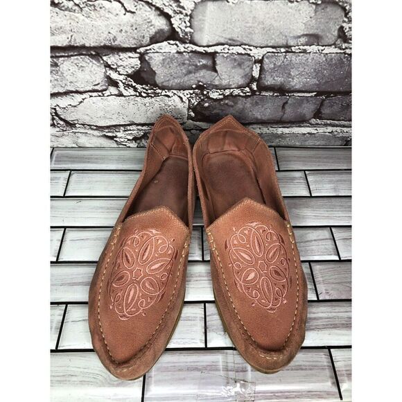 Jacques Levine 1936 Pink Suede Leather Floral Pointed Toe Flats Women Sz 10M US - Picture 13 of 16